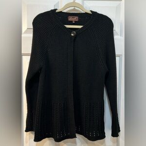 Berretti Merino Wool Infused Cardigan Sweater XL Italy Crochet Cuff Cottagecore